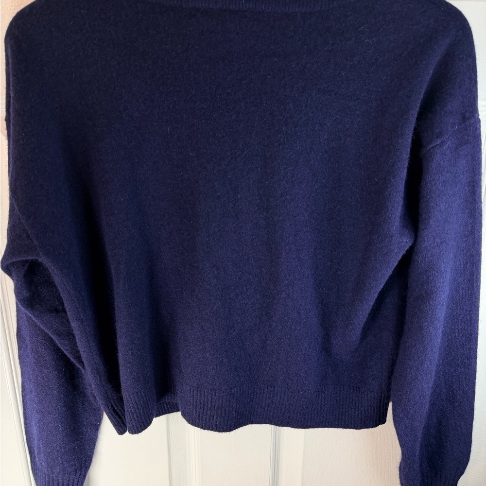 Aqua Cashmere 100% cashmere Navy V-Neck Cropped Cardigan M - Picture 5 of 5